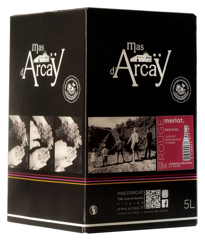 BIB de MERLOT ROUGE IGP Pays d'Oc 5L
