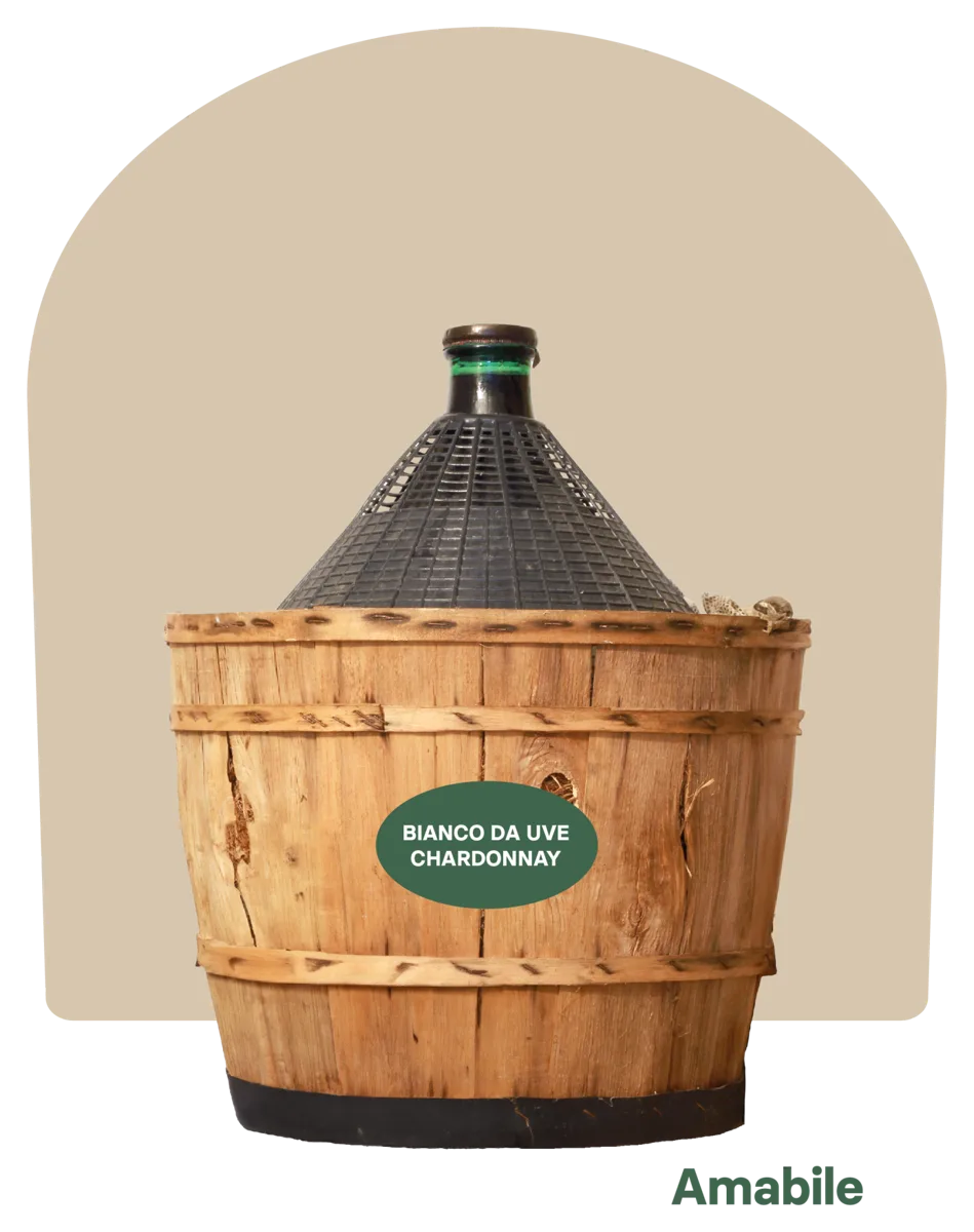 Vino bianco da uve Chardonnay – Amabile – Damigiana