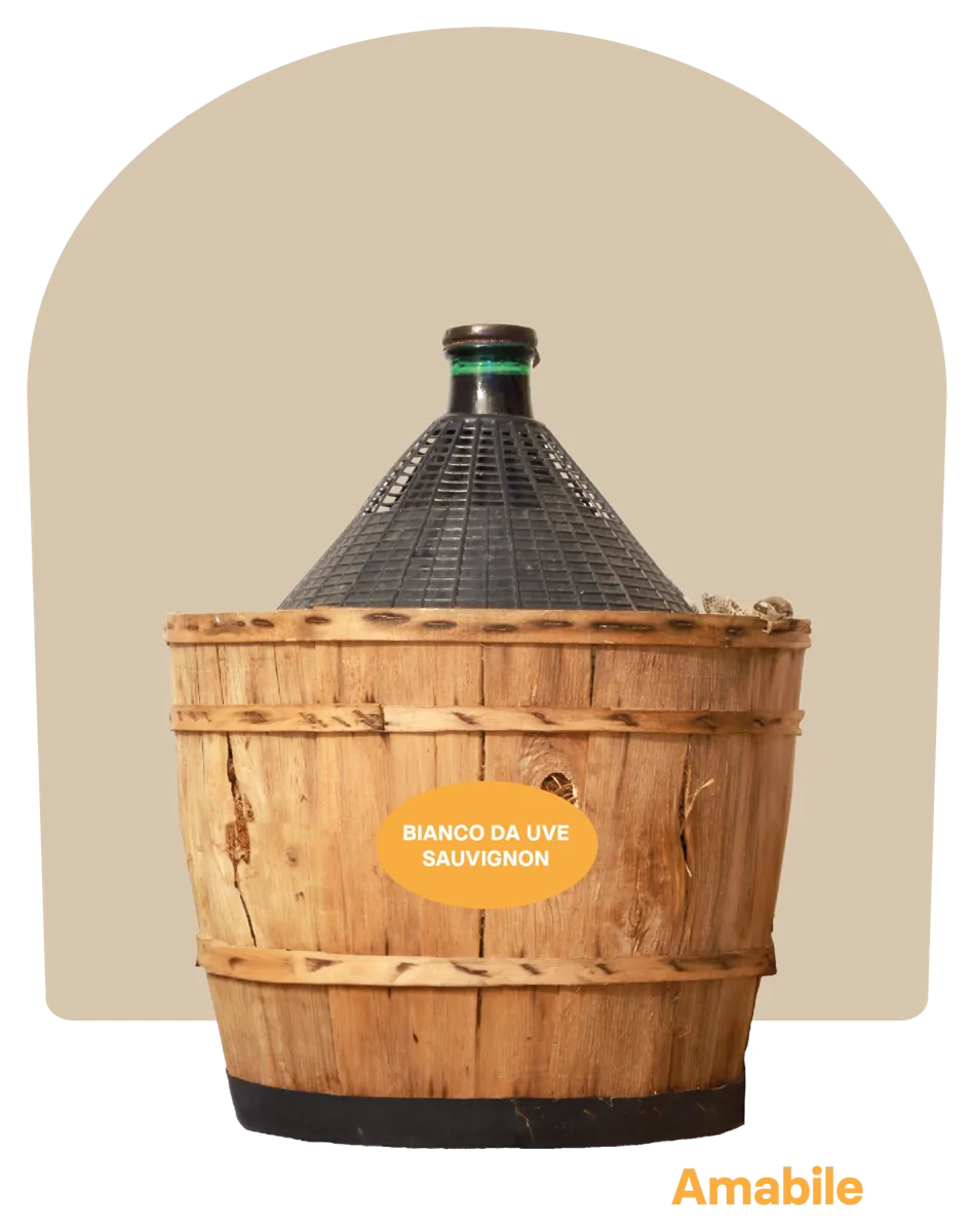 Vino bianco da uve Sauvignon – Amabile – Damigiana