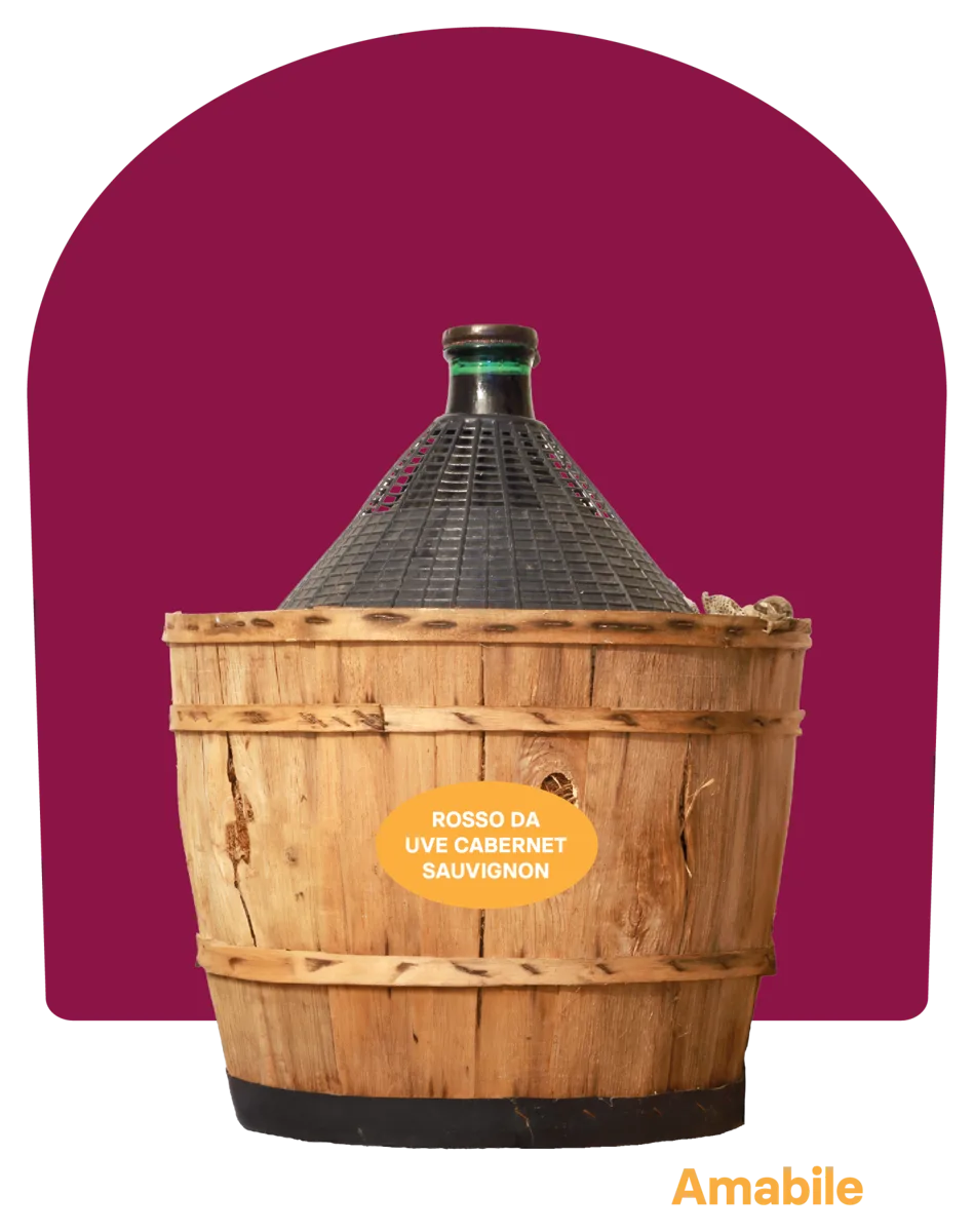 Vino rosso da uve Cabernet Sauvignon – Amabile – Damigiana