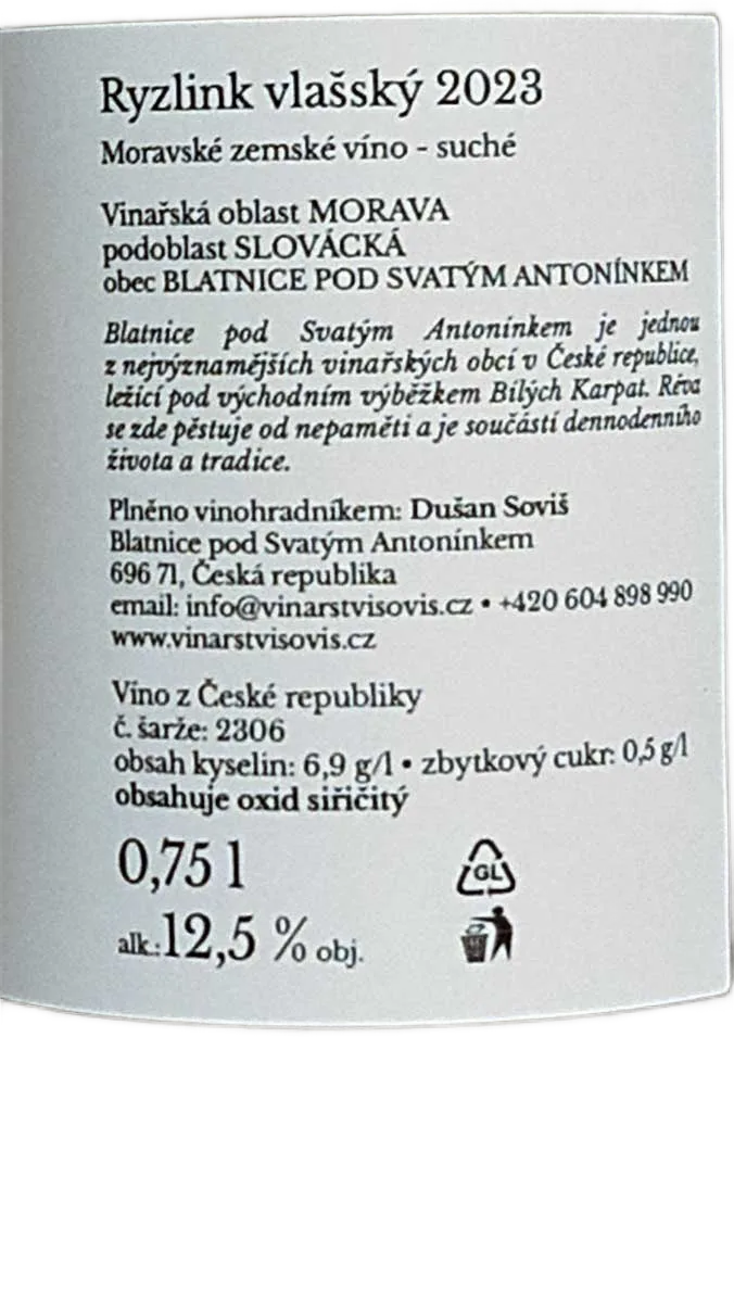 Ryzlink vlašský 2023