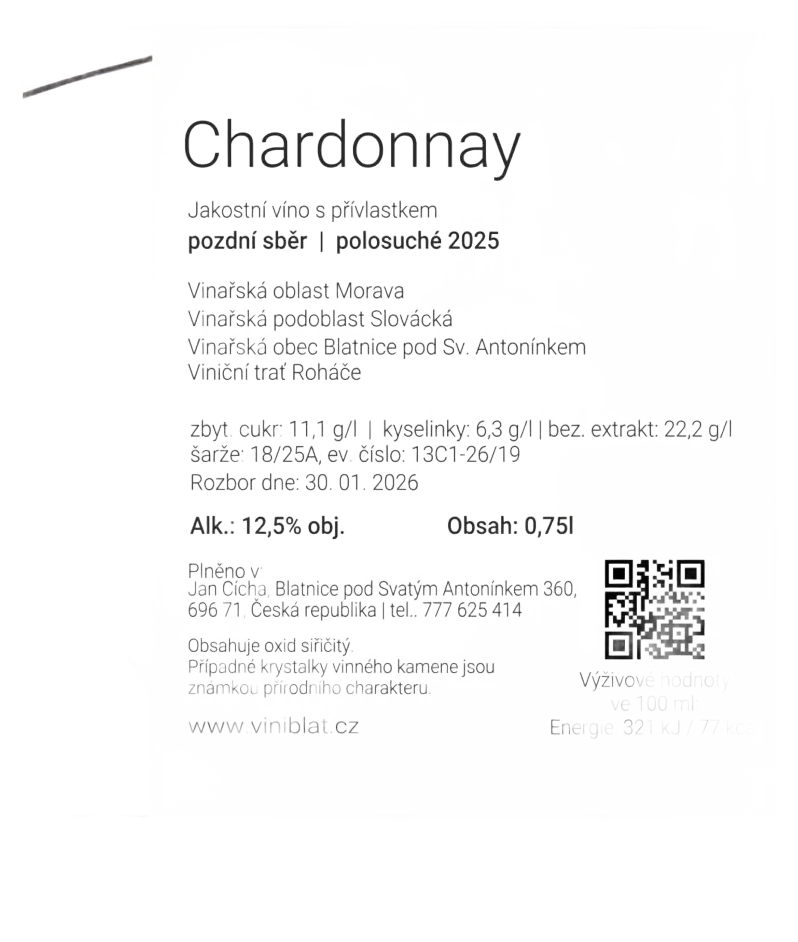 Chardonnay pozdní sběr
