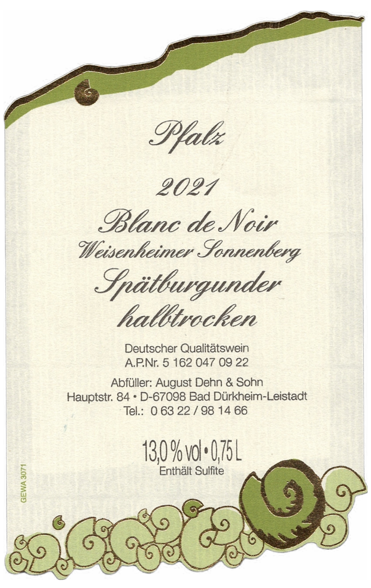 2021er Blanc de Noir Spätburgunder halbtrocken Weisenheimer Sonnenberg