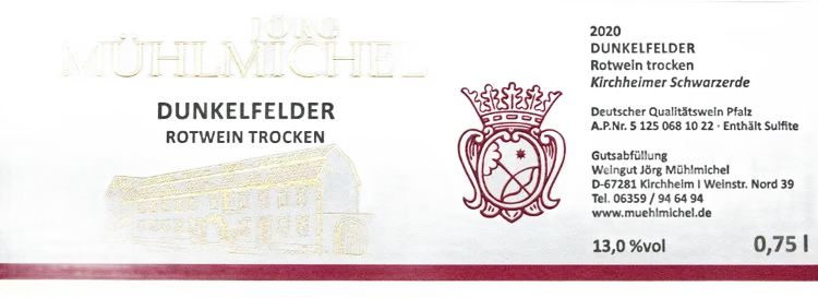 Dunkelfelder Rotwein trocken