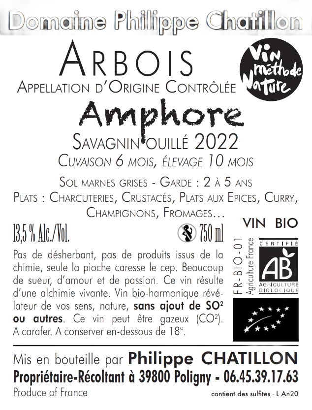 Arbois Amphore Savagnin ouillé