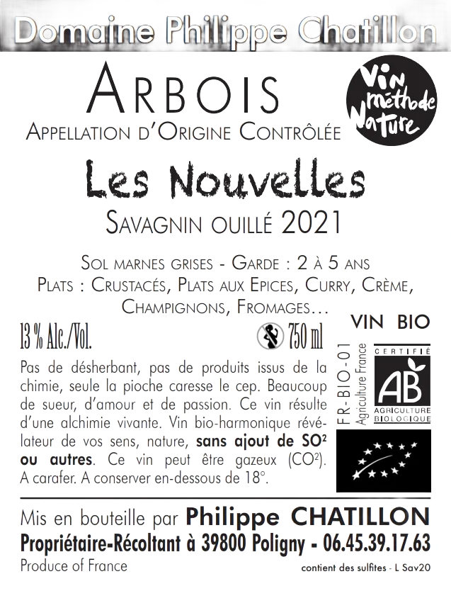 Arbois Les Nouvelles Savagnin ouillé