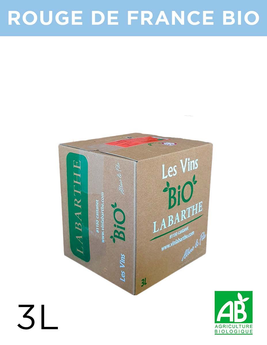Vin rouge de France 12° 3L Bio