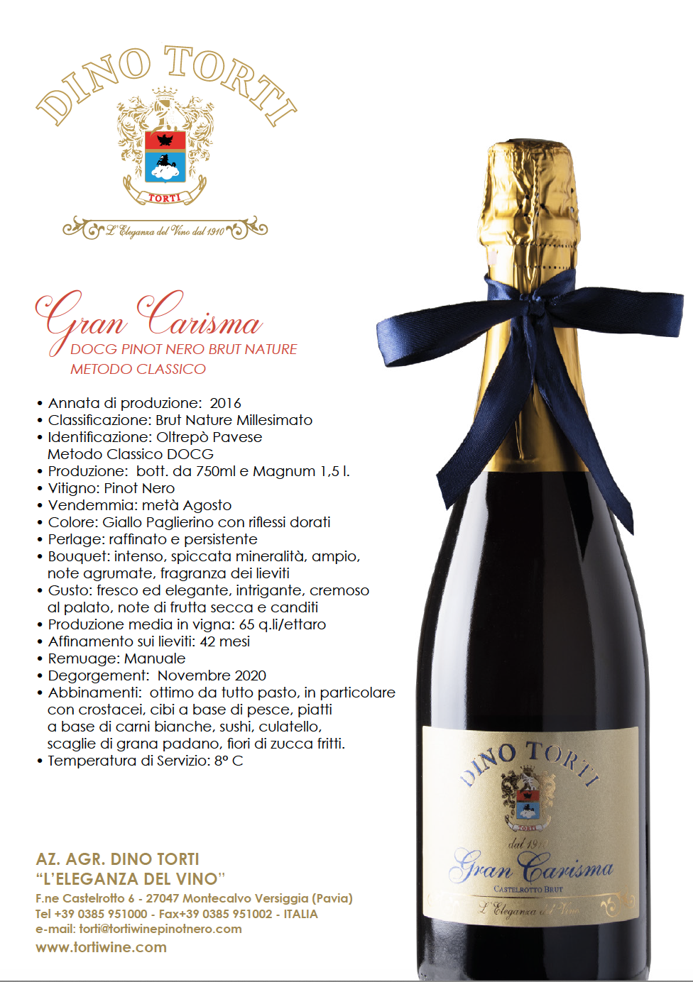 GRAN CARISMA Metodo Classico DOCG “ Dino Torti “