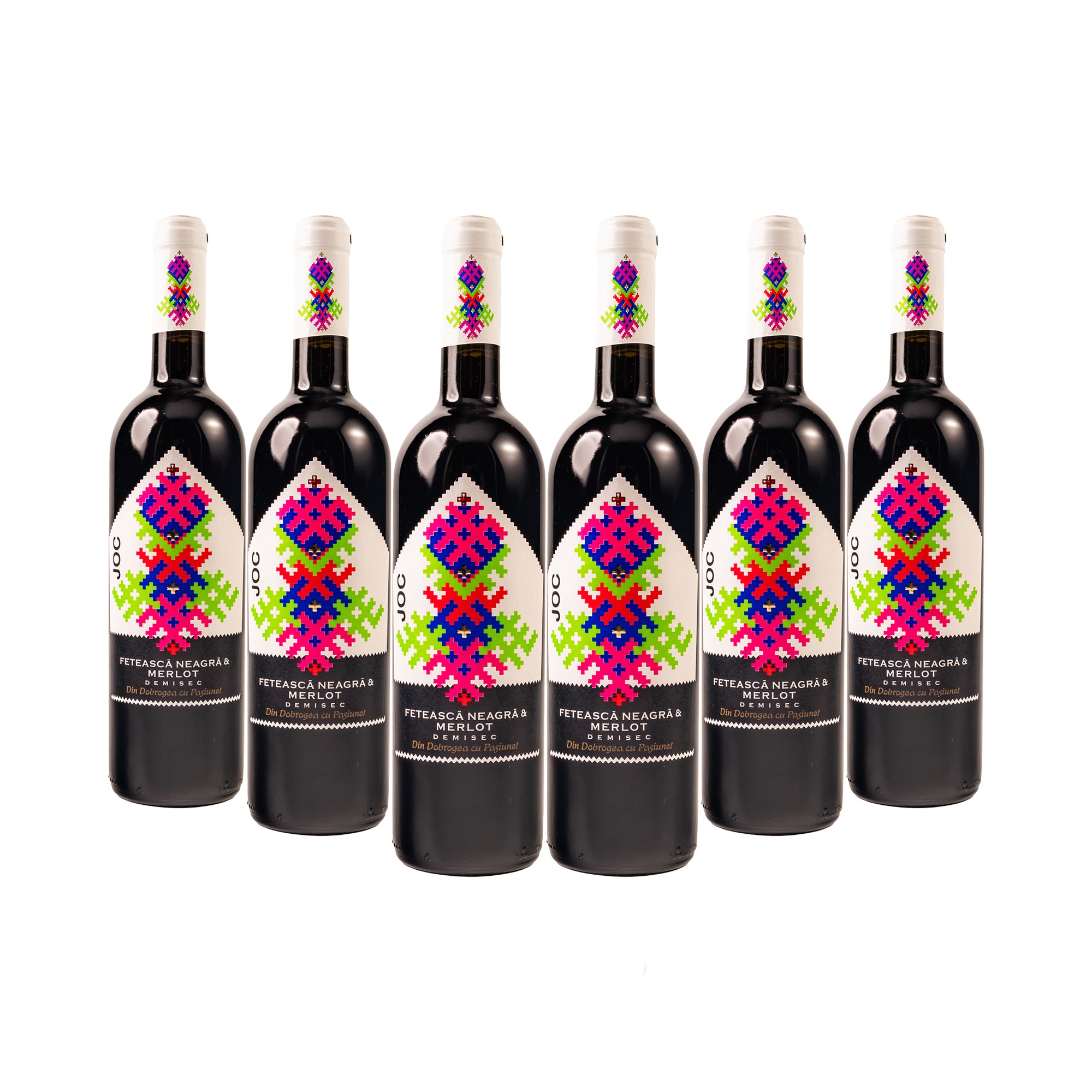 Joc, Fetească Neagr&Merlot, bax 6 sticle-0.75l, demisec, roșu